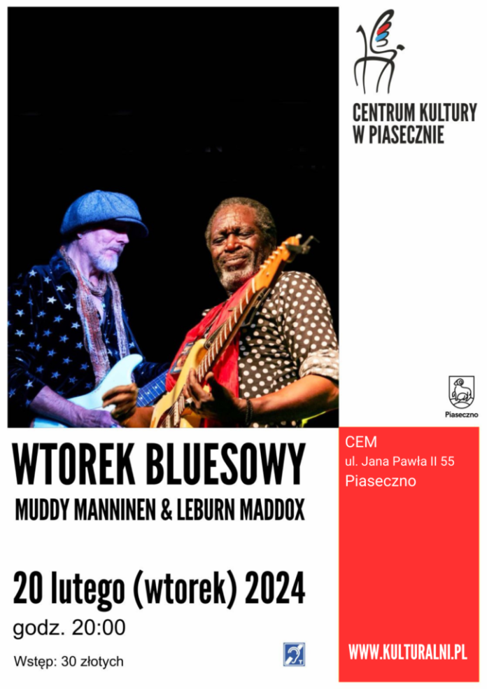 Plakat Muddy Manninen i Leburn Maddox - Wtorek Bluesowy w Piasecznie