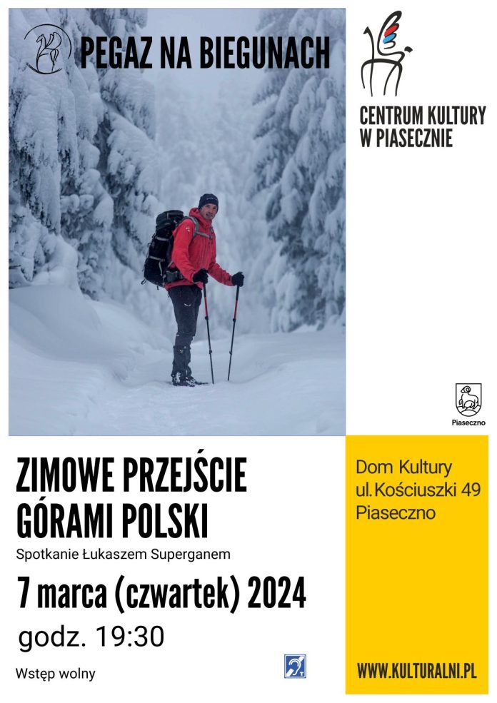 Plakat Zimowe przejście Górami Polski - rozmowa z Łukaszem Superganem