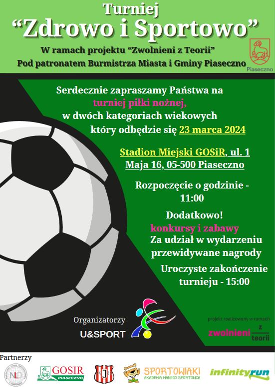 Plakat wydarzenia Turniej piłki nożnej Zdrowo i Sportowo w Piasecznie