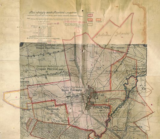 Granice administracyjne Piaseczna w latach 1927–1928 - opracowane na bazie mapy wojskowej