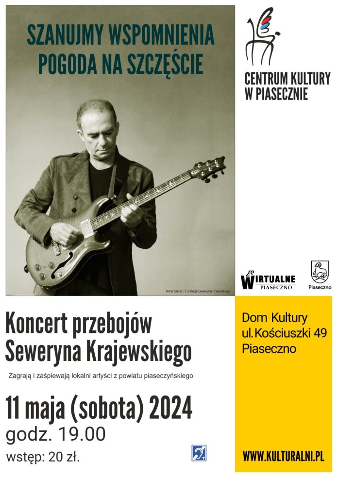 Plakat wydarzenia Koncert przebojów Seweryna Krajewskiego w Piasecznie