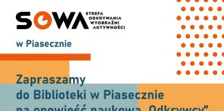Plakat spektaklu naukowego w Piasecznie pod tytułem "Odkrywcy"