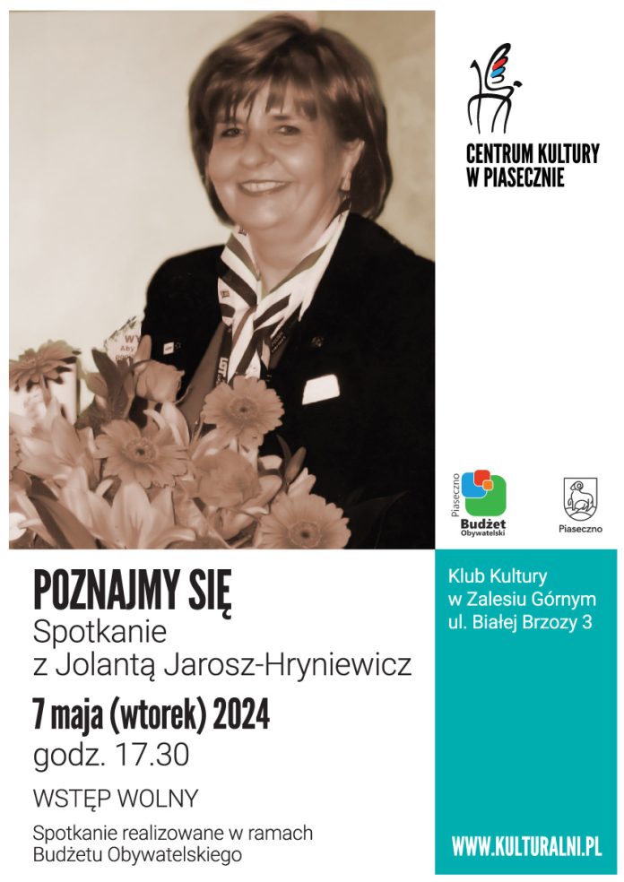 Plakat spotkania z Jolantą Jarosz-Hryniewicz