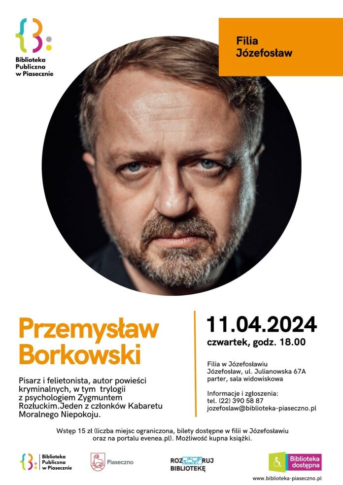 Plakat spotkania z Przemysławem Borkowskim w Józefosławiu