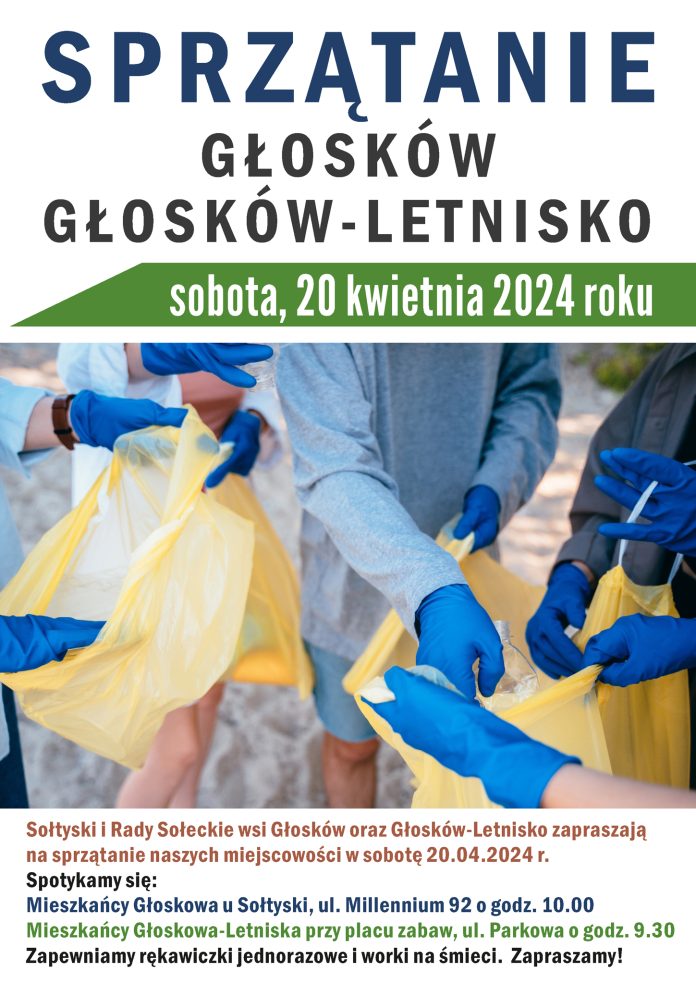Plakat wydarzenia sprzątanie w Głoskowie i Głoskowie-Letnisku