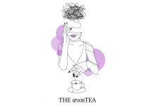the anxieTEA. Grafika z kobietą i filiżanką herbaty