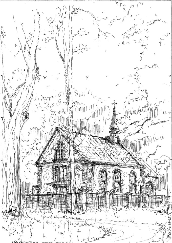 Kościół w Złotokłosie, szkic autorstwa: Piotr Kalbarczyk