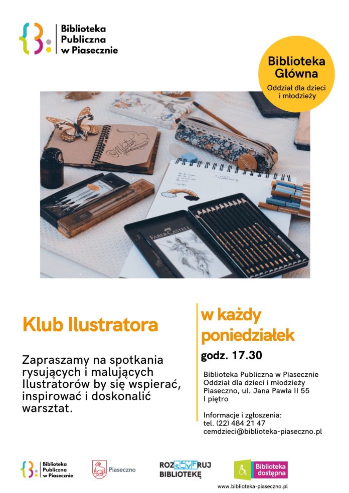 Plakat spotkania Klubu Ilustratora w Piasecznie