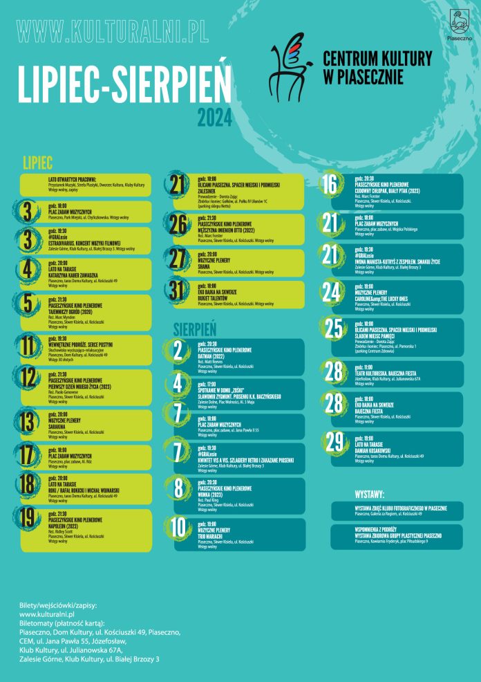 plakat Kulturalny lipiec-sierpień 2024