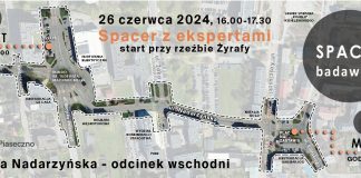 Plakat spaceru badawczego po wschodnim odcinku ulicy Nadarzyńskiej