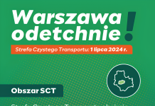 Plakat dotyczący Strefy Czystego Transportu w Warszawie