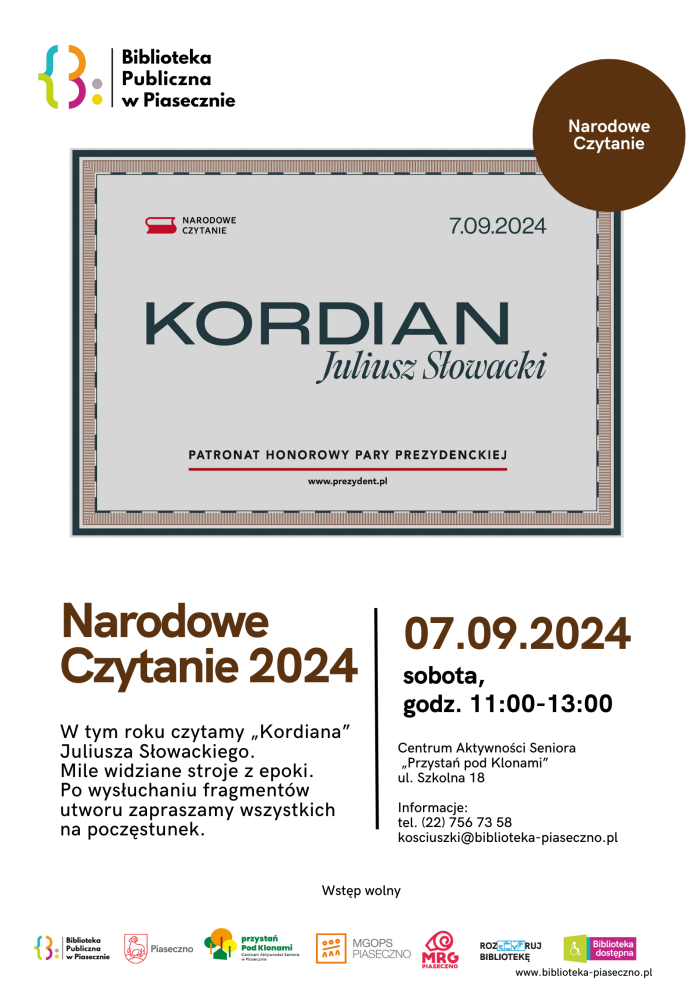 Narodowe Czytanie 2024 - 7 września będziemy wspólnie czytać 