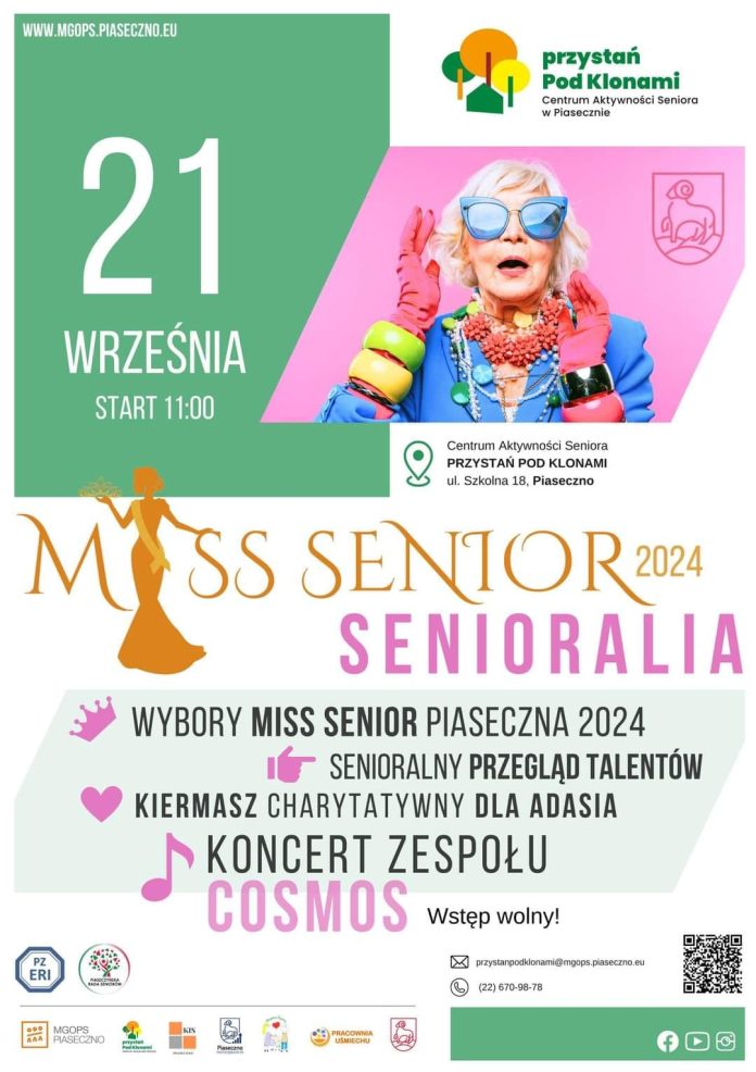 Senioralia Senioralny Przegląd Talentów i Wybory Miss Senior 2024 plakat