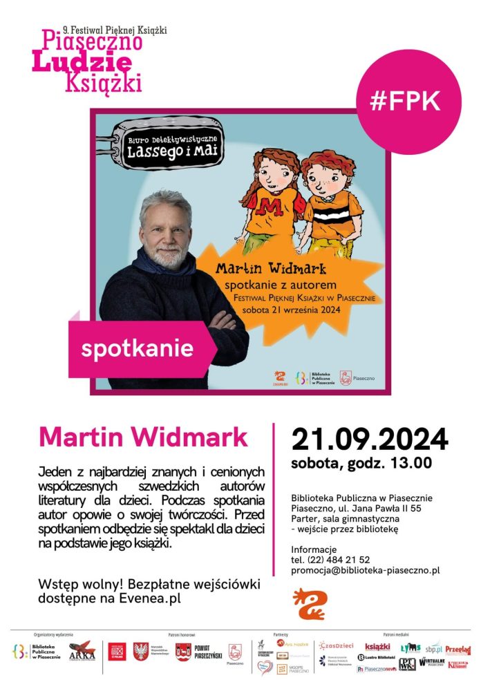 Plakat promujący spotkanie autorskie z Martinem Widmarkiem