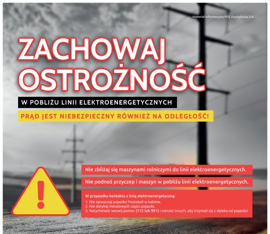 Zachowaj ostrożność w pobliżu linii elektroenergetycznych