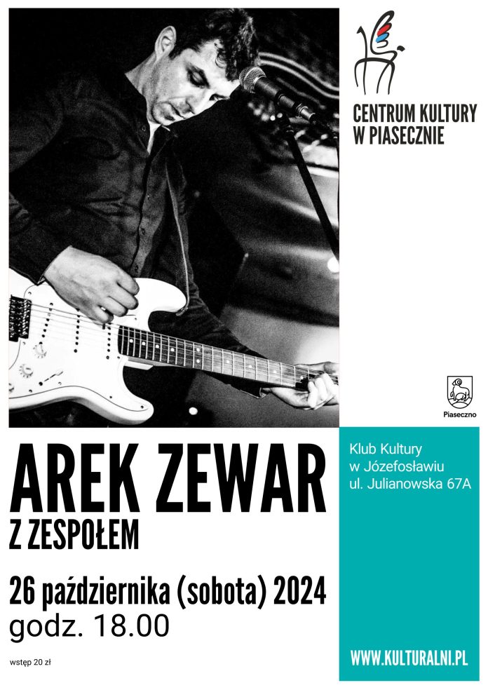 Plakat promujący koncert Arek Zewar z zespołem w Józefosławiu