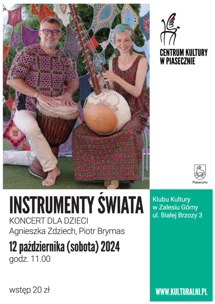 Plakat Agnieszka Zdziech, Piotr Brymas - Instrumenty Świata koncert dla dzieci