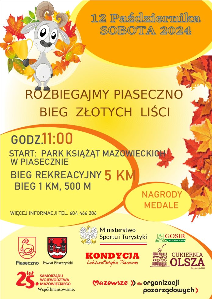 Plakat Bieg Złotych Liści Piaseczno 2024