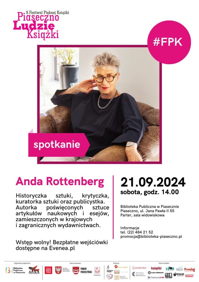 Plakat promujący spotkanie autorskie z Andą Rottenberg