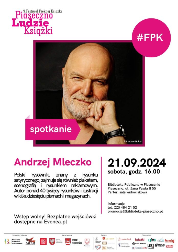 Plakat promujący spotkanie autorskie z Andrzejem Mleczko