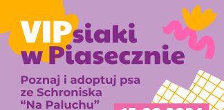 Plakat VIPsiaki w Piasecznie - poznaj i adoptuj psa ze Schroniska Na Paluchu