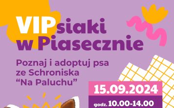 Plakat VIPsiaki w Piasecznie - poznaj i adoptuj psa ze Schroniska Na Paluchu