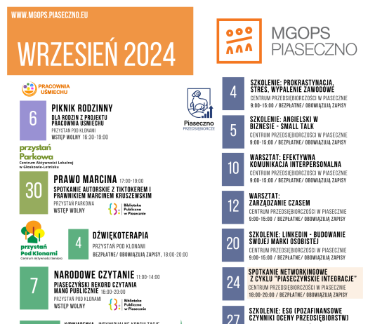 Wrzesień 2024 z MGOPS Piaseczno