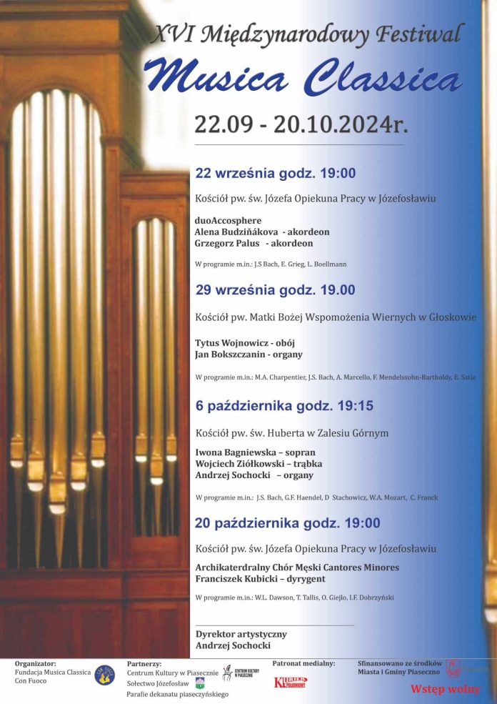 Plakat XVI edycja Międzynarodowego Festiwalu Musica Classica 2024