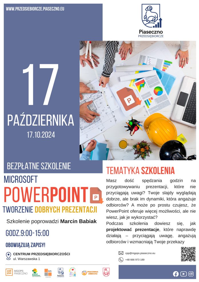 Plakat Microsoft PowerPoint tworzenie dobrych prezentacji - szkolenie