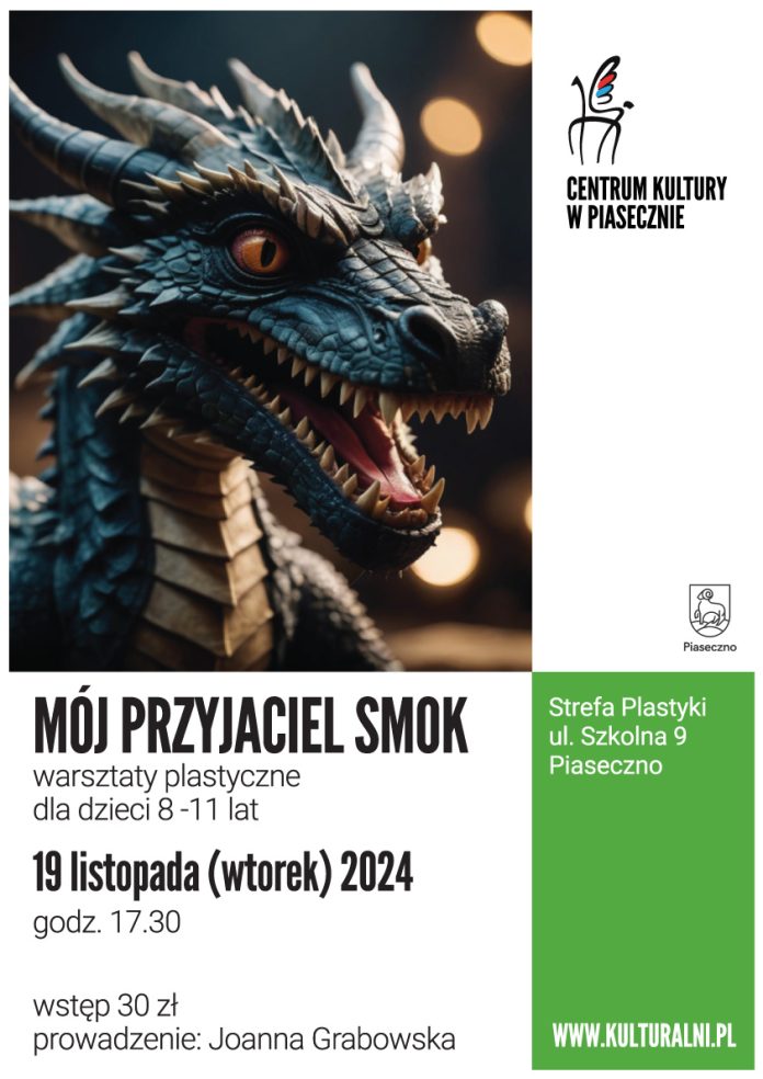 Plakat Mój przyjaciel smok - warsztaty plastyczne dla dzieci 8-11 lat