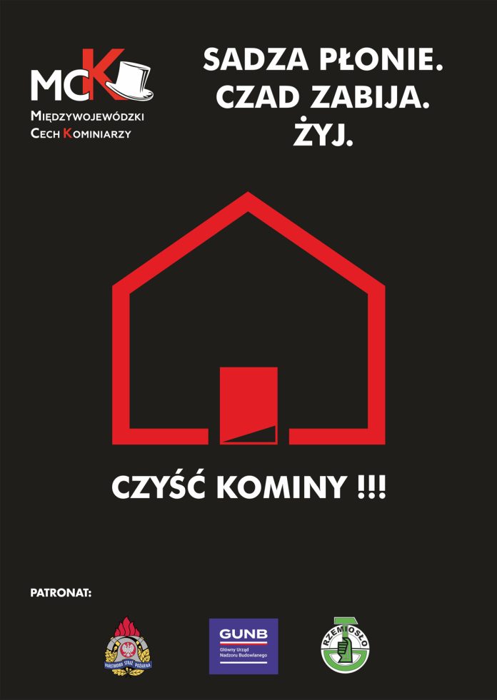 Plakat Sadza płonie. Czad zabija. Żyj! - kampania kominiarzy