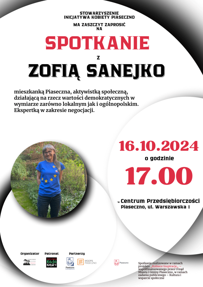 Plakat Spotkanie z Zofią Sanejko