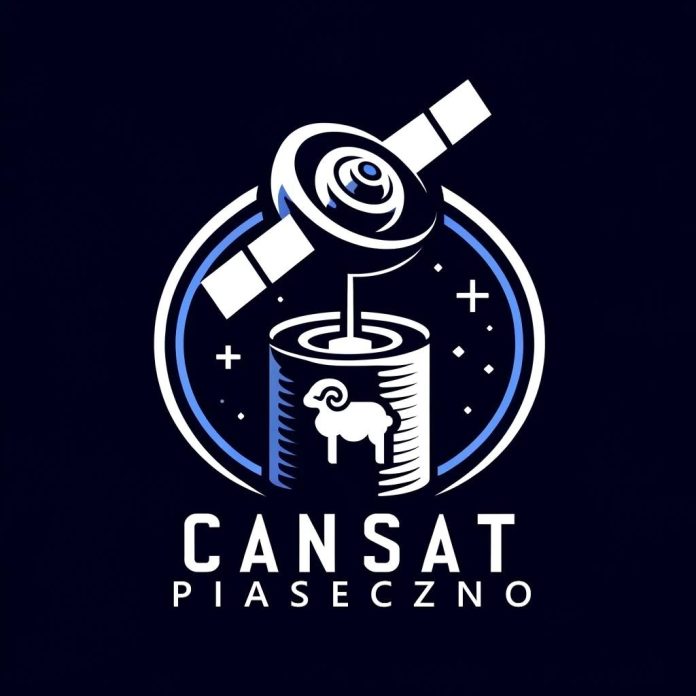 Technikum nr 1 im. Stanisława Lema startuje w kosmos! cansat piaseczno - grafika z barankiem i satelitą