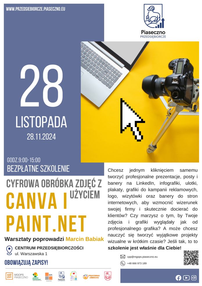 Plakat Cyfrowa obróbka zdjęć z użyciem Canva i Paint.net