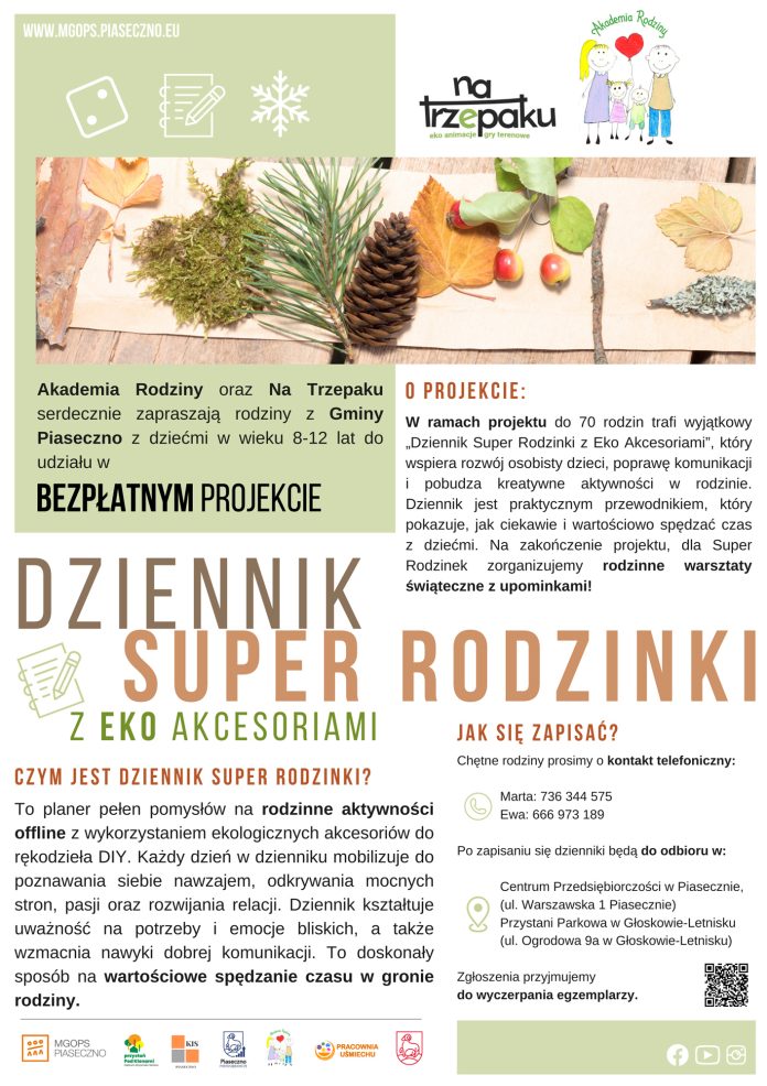 Plakat Dziennik Super Rodzinki z Eko Akcesoriami - weź udział w bezpłatnym projekcie