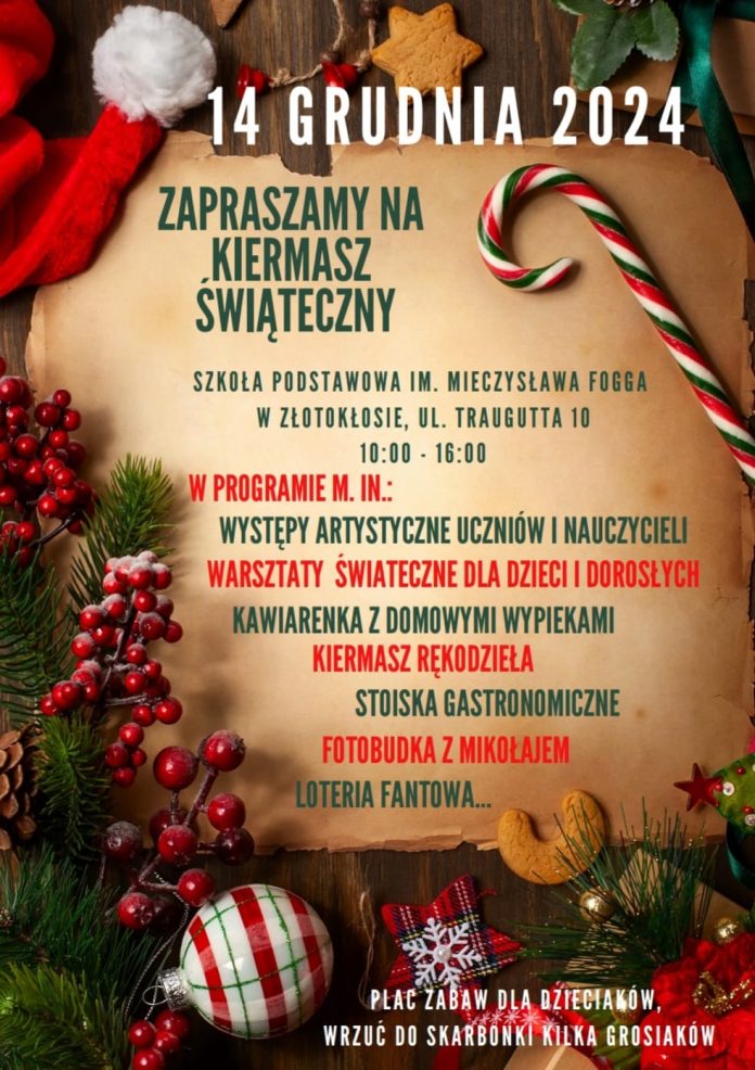 plakat Kiermasz bożonarodzeniowy w Złotokłosie