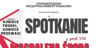 plakat Kobiece troski, kobiece przewagi - spotkanie z prof. Magdaleną Środą w Piasecznie