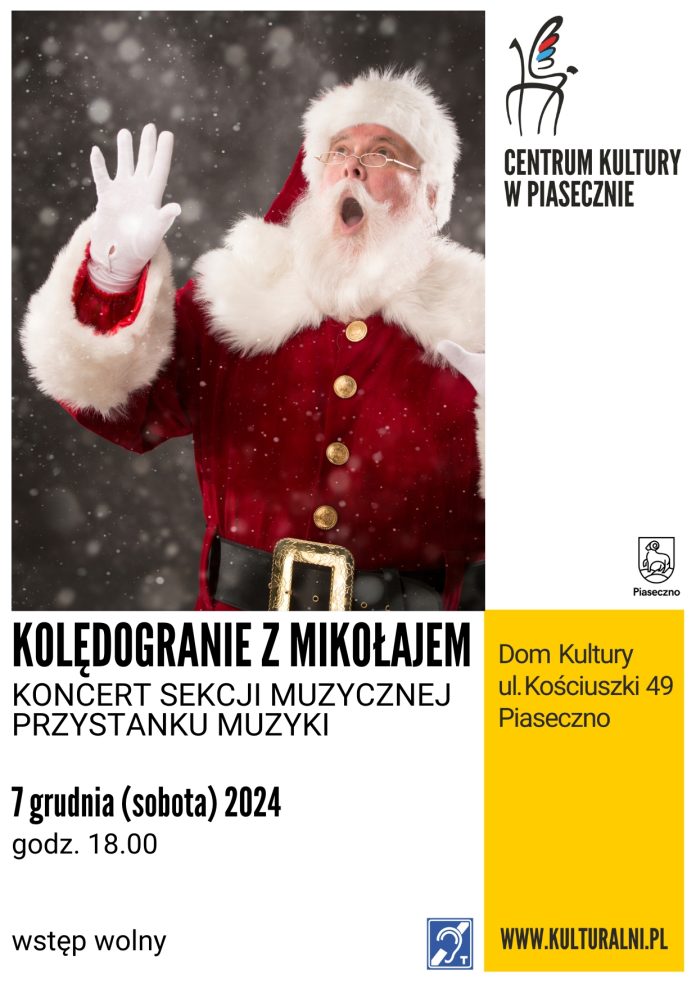 PLAKAT KOLĘDOGRANIE Z MIKOŁAJEM W PIASECZNIE 2024