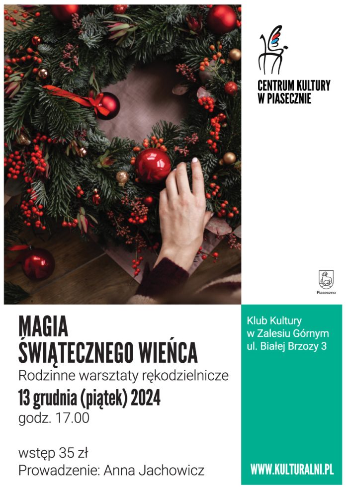 plakat Magia świątecznego wieńca - rodzinne warsztaty rękodzielnicze