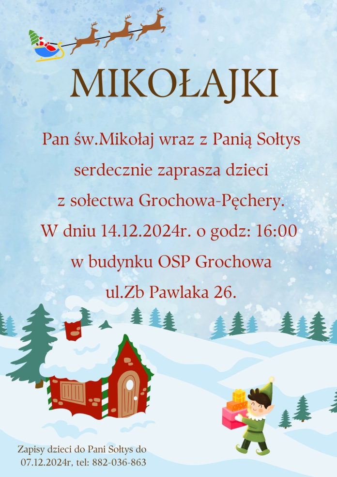 plakat Mikołajki w OSP Grochowa 2024