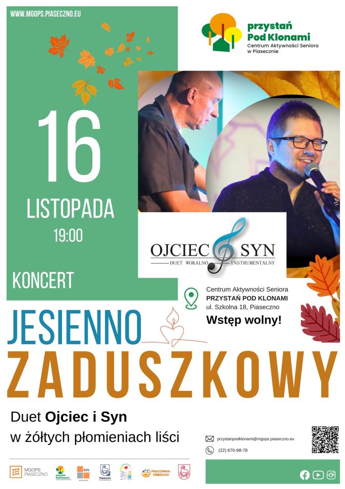 Plakat Ojciec i Syn koncert jesienno-zaduszkowy w Piasecznie