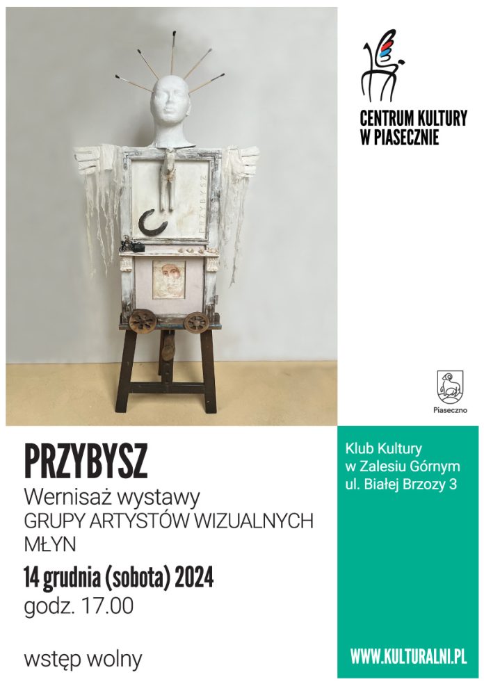 plakat PRZYBYSZ wernisaż wystawy Grupy Artystów Wizualnych MŁYN