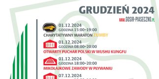 plakat Sportowy grudzień 2024 w GOSiR Piaseczno