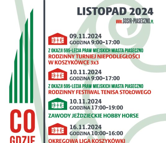 Plakat Sportowy listopad 2024 w GOSiR Piaseczno