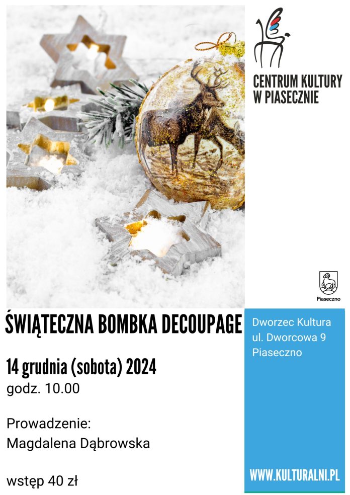 PLAKAT ŚWIĄTECZNA BOMBKA DECOUPAGE