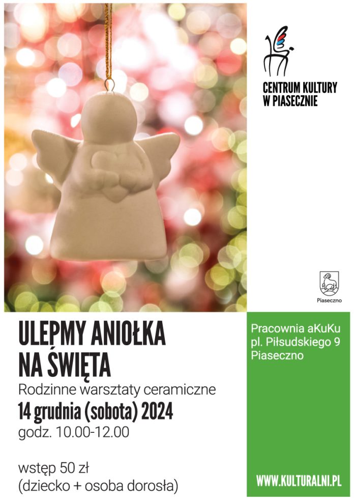 plakat Ulepmy Aniołka na święta - rodzinne warsztaty ceramiczne