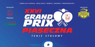 Plakat XXVI edycji Grand Prix Piaseczna w tenisie stołowym 2024