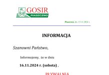 Przerwa techniczna na obiektach sportowych GOSiR przy ul. Sikorskiego - 15.11.2024 od godziny 17:00