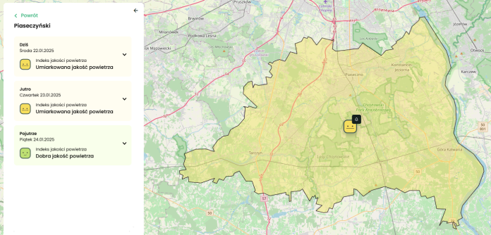 Ryzyko wystąpienia przekroczenia średniodobowego poziomu dopuszczalnego - 50 µg/m3 dla pyłu zawieszonego PM10 w powietrzu