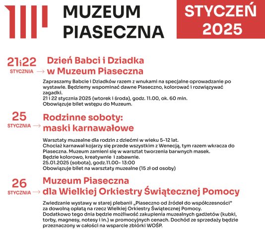 kalendarium styczeń Muzeum Piaseczna